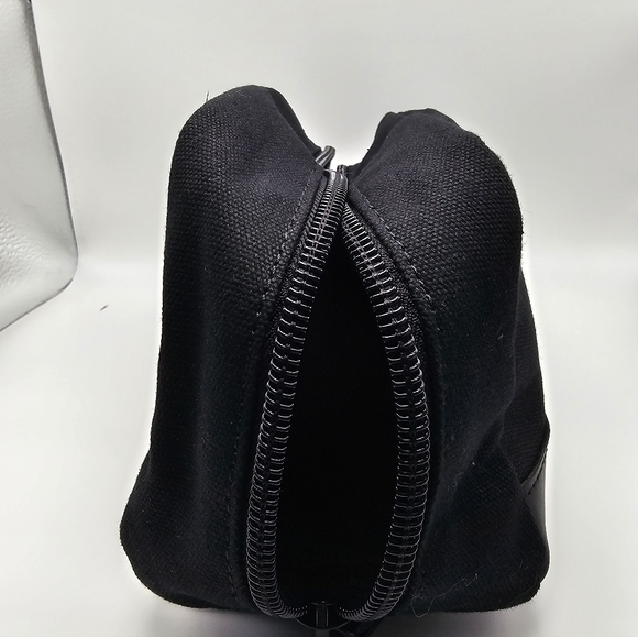 Mens Toiletry/ Dopp/ Shaving bag Water Black Canvas/ black leather edging - Picture 5 of 6